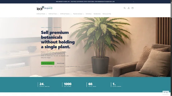Leaf Dropship storefront homepage