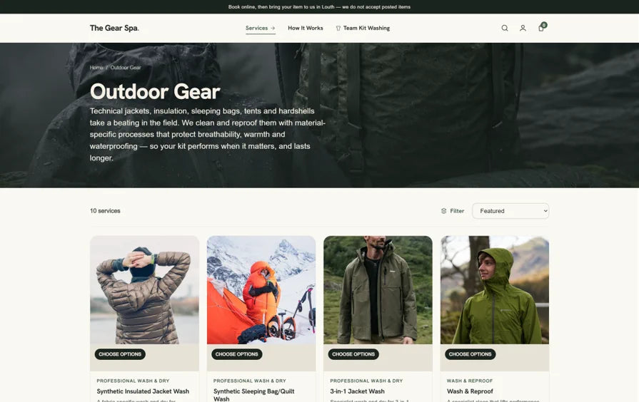 The Gear Spa outdoor gear services collection